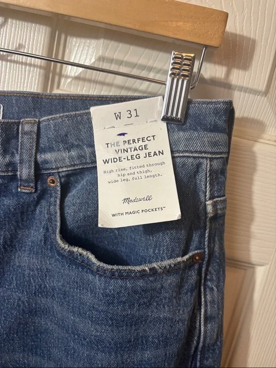 Madewell Perfect Vintage Wide-Leg Blue Jeans NWT - Picture 4 of 10